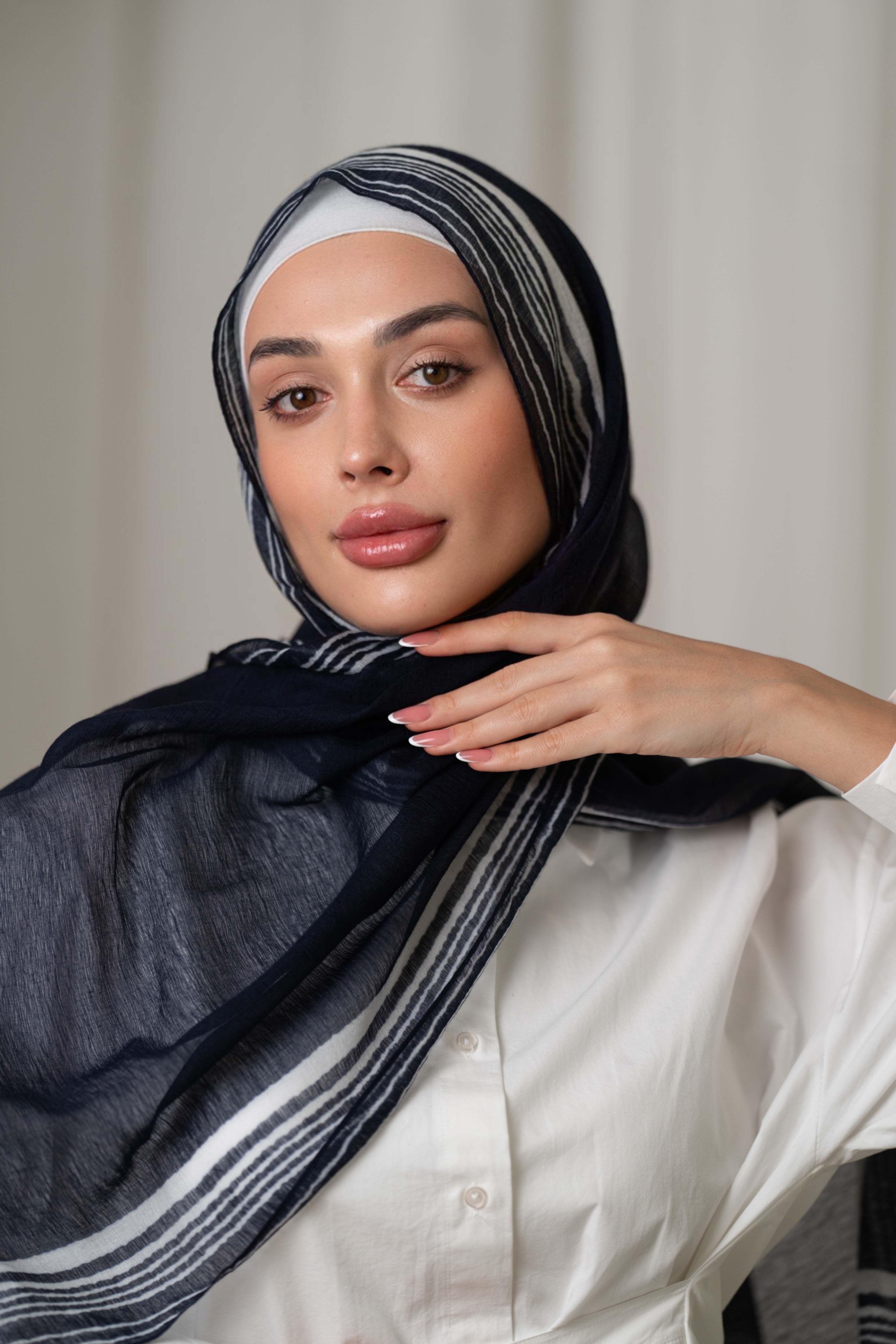 Natural Striped Hijab