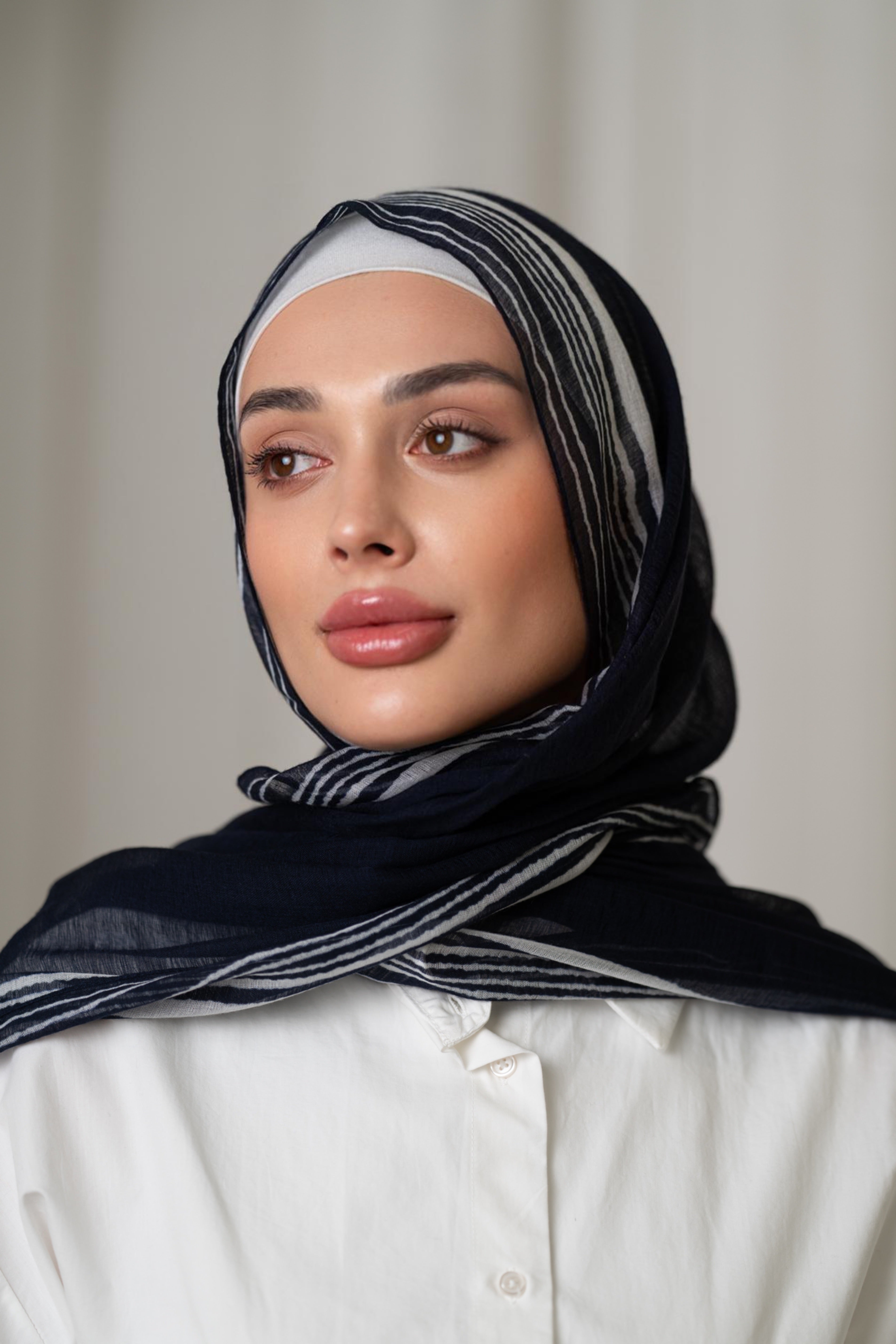 Natural Striped Hijab