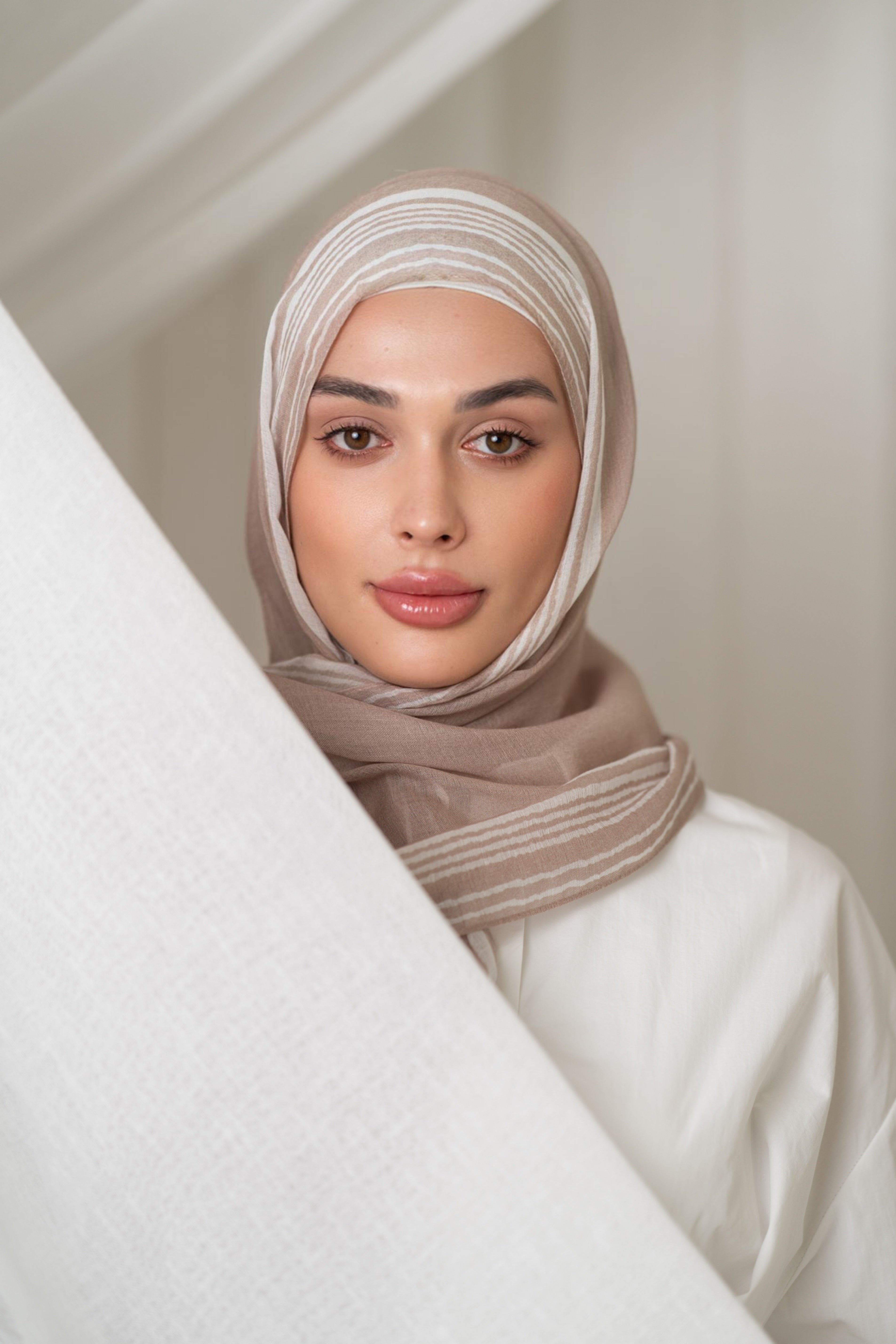 Natural Striped Hijab