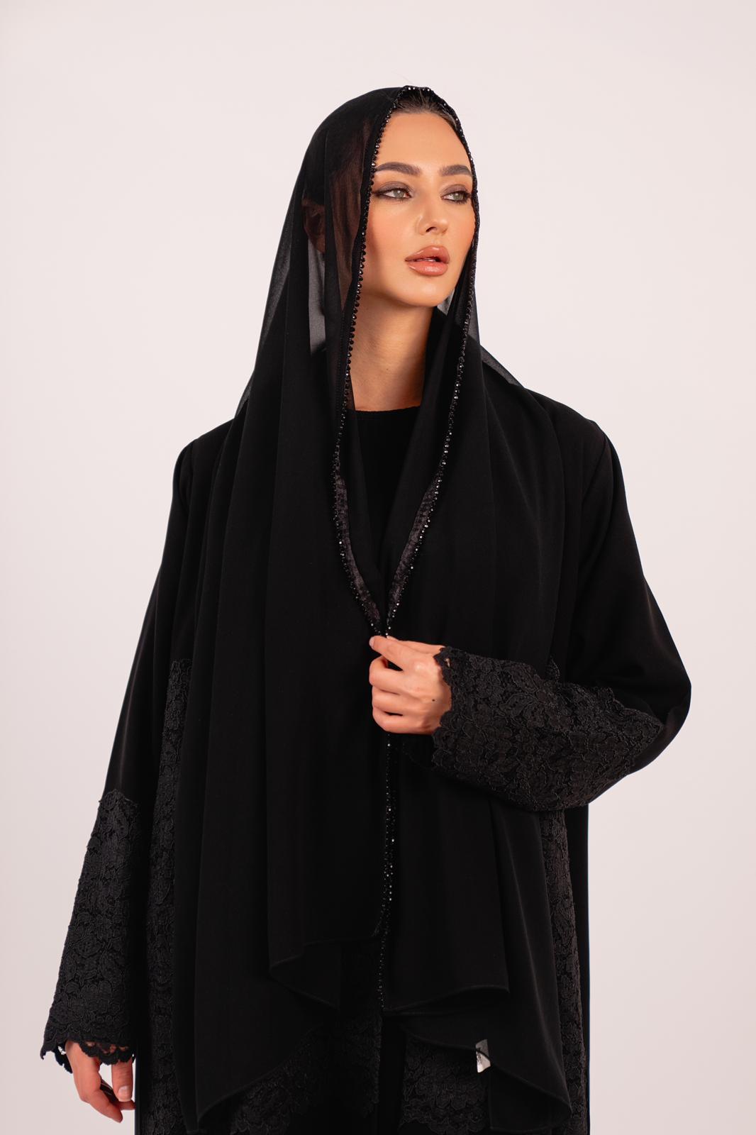 Noir Luxe Edge Hijab