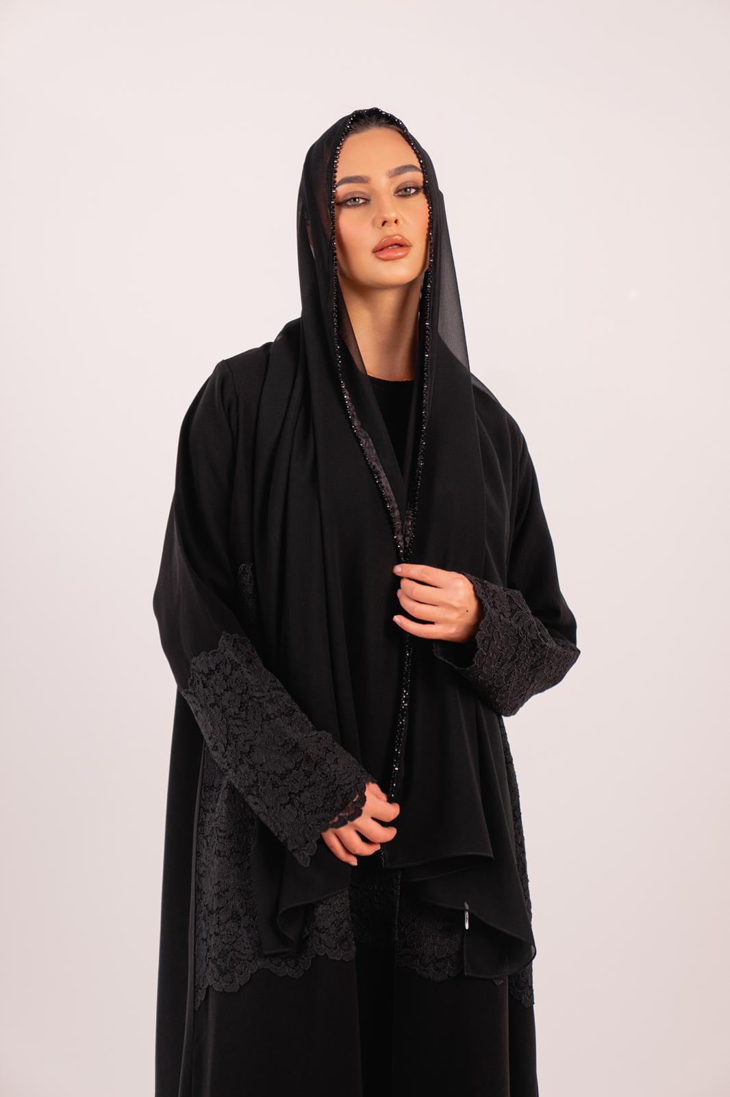 حجاب نوار الفاخر بحافة لامعة