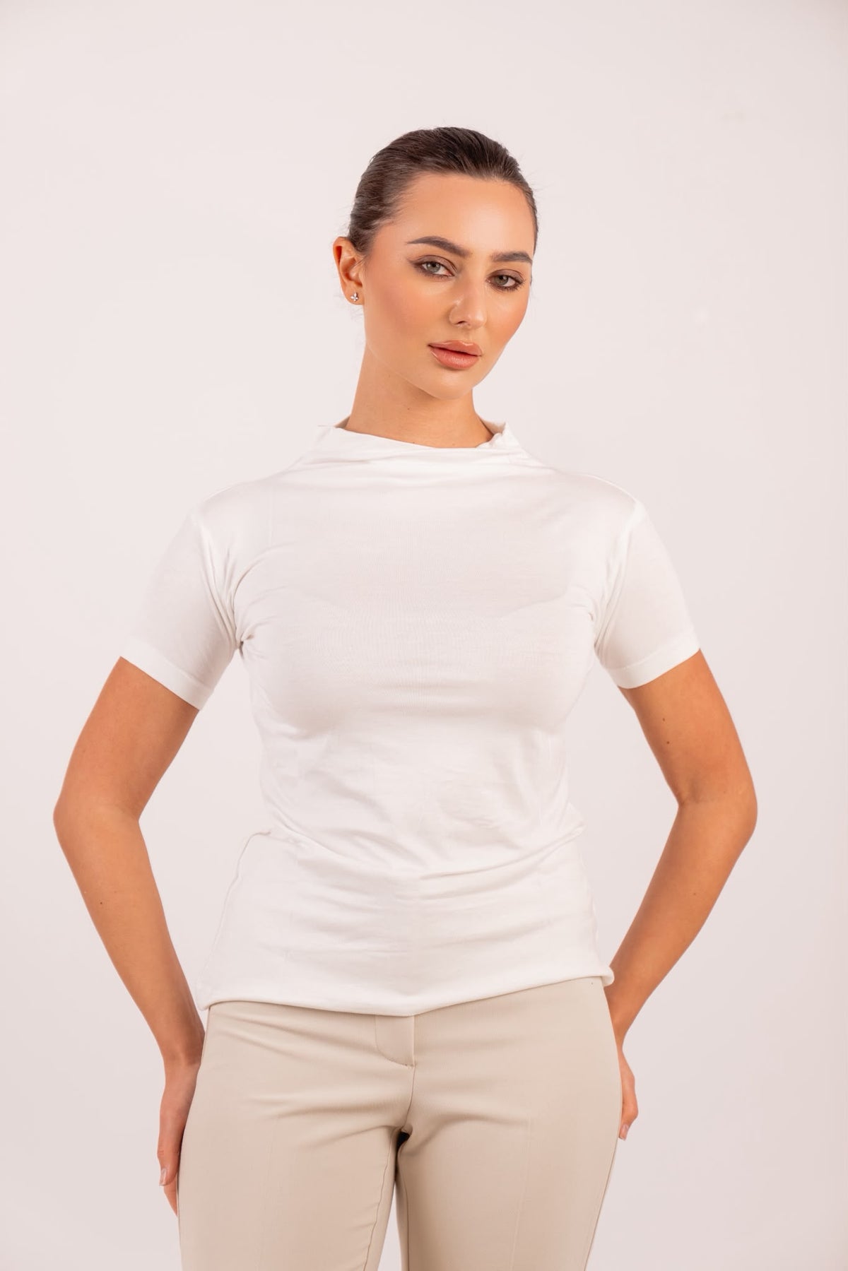 High Neck Top - Folded Neck