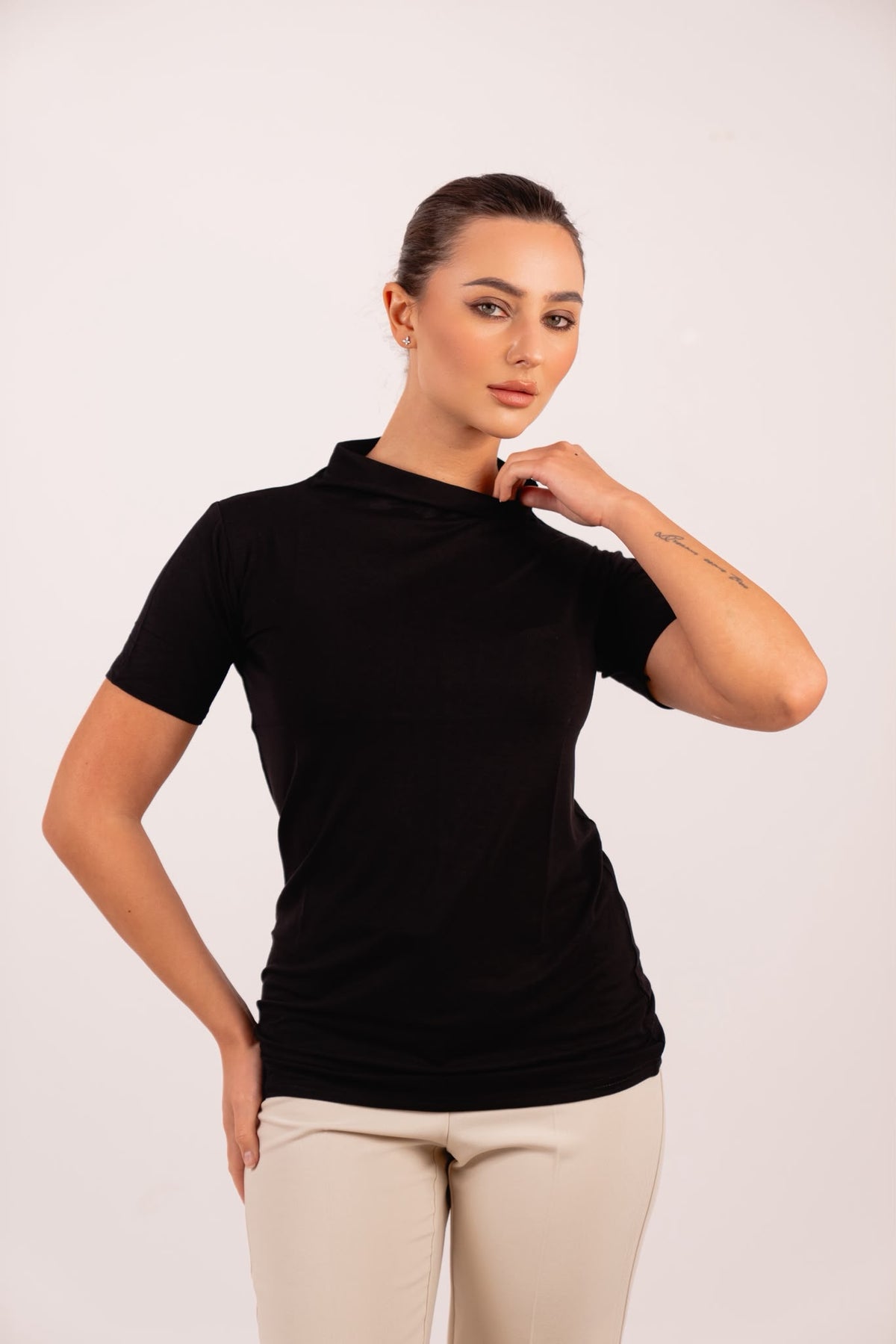 High Neck Top - Folded Neck